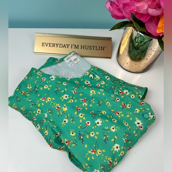 Nordstrom Ava & Yelly floral green spring flowing button up dress, size 10Y